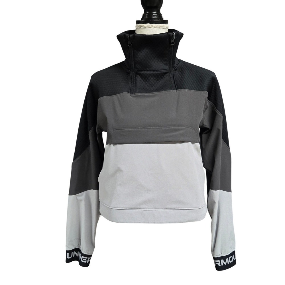 Under Armour Rush Storm Jacket Colorblock Black Gray Pocket Women's Size XS
